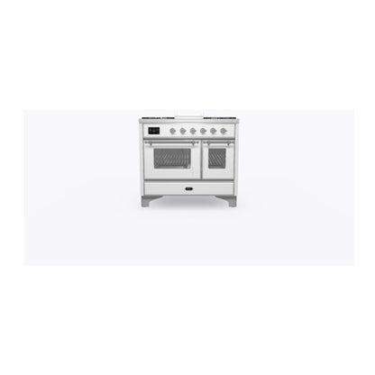 ILVE Majestic II 40 inch Triple Glass Door Natural Gas Dual Fuel Range Chrome RAL
