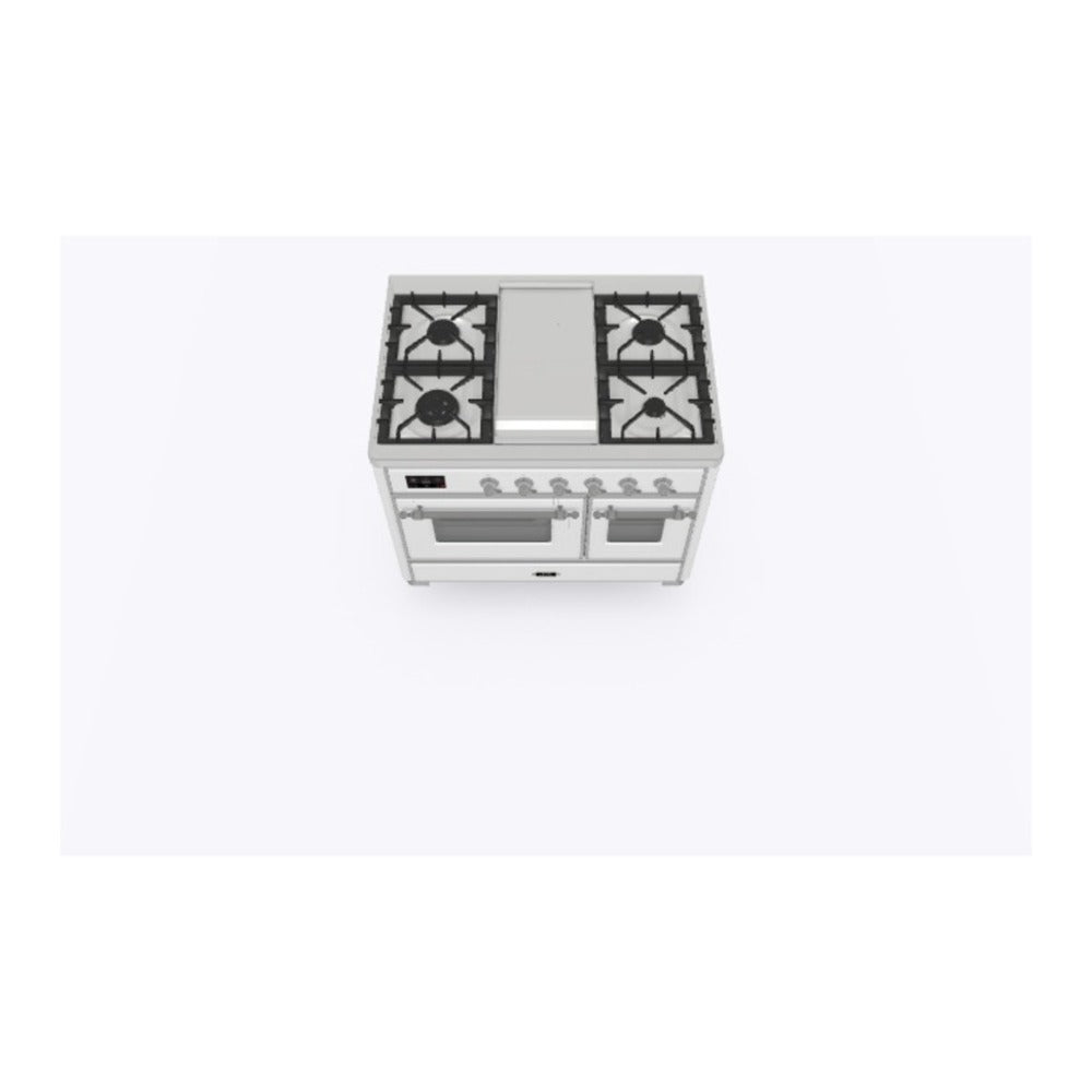 ILVE Majestic II 40 inch Triple Glass Door Natural Gas Dual Fuel Range Chrome RAL
