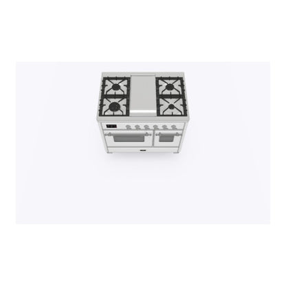 ILVE Majestic II 40 inch Triple Glass Door Natural Gas Dual Fuel Range Chrome RAL