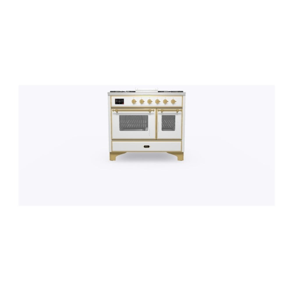 ILVE Majestic II 40 inch Triple Glass Door Natural Gas Dual Fuel Range Brass RAL