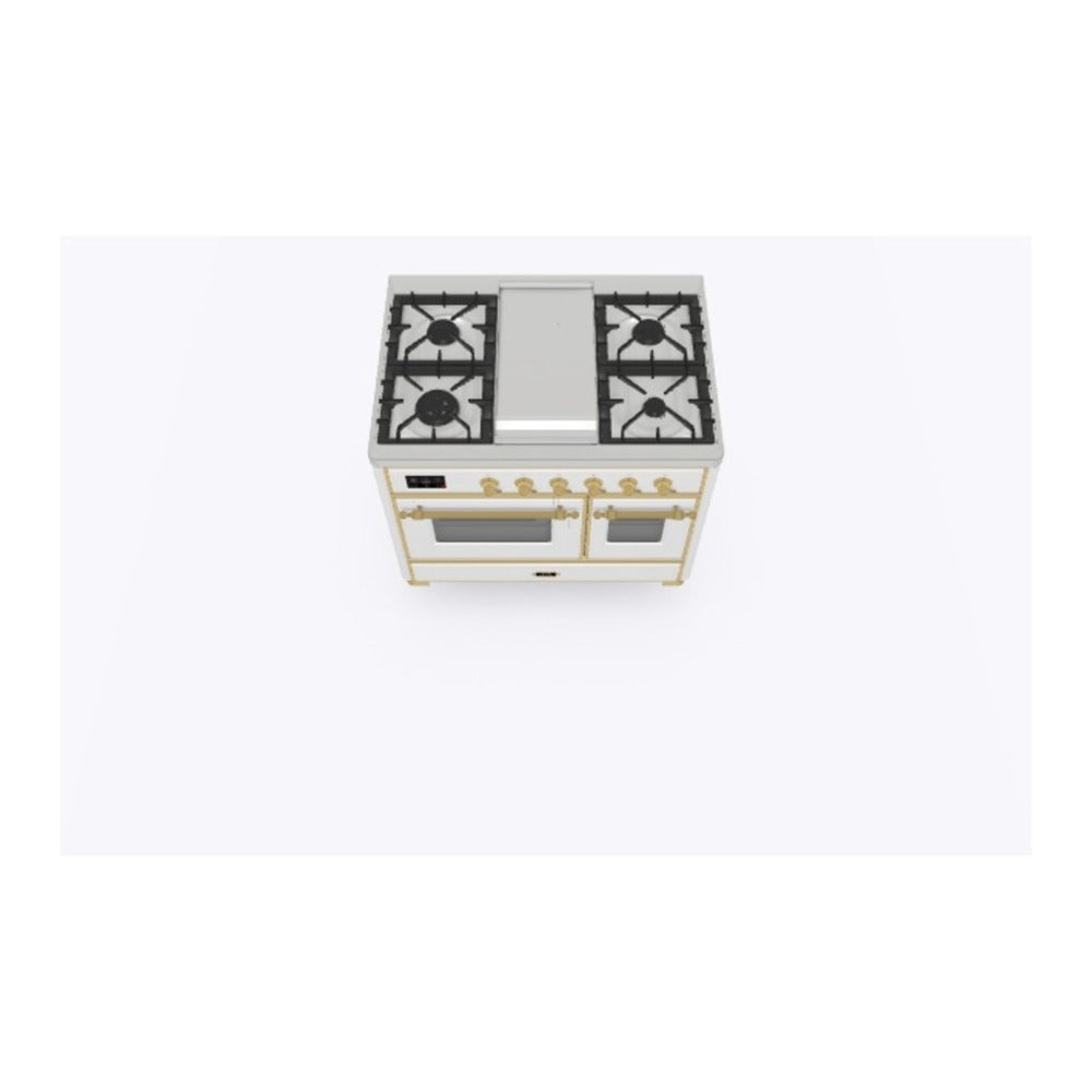 ILVE Majestic II 40 inch Triple Glass Door Natural Gas Dual Fuel Range Brass RAL