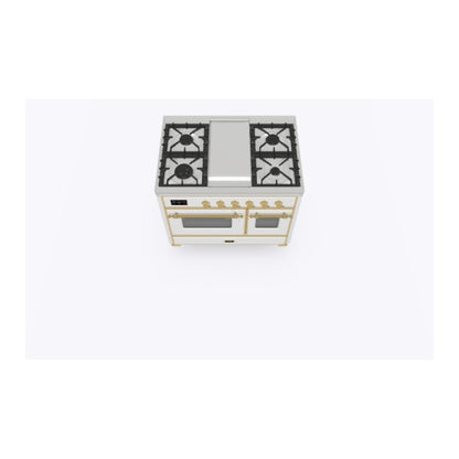 ILVE Majestic II 40 inch Triple Glass Door Natural Gas Dual Fuel Range Brass RAL