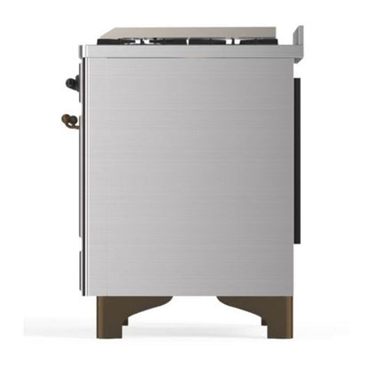 ILVE Majestic II 40" Stainless Steel Dual Fuel Range with 6 Burners and Griddle Triple Glass Door Liquid Propane