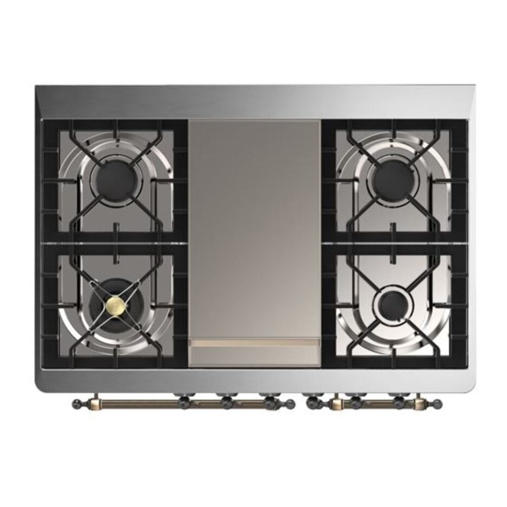 ILVE Majestic II 40" Stainless Steel Dual Fuel Range with 6 Burners and Griddle Triple Glass Door Liquid Propane