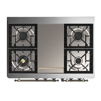 ILVE Majestic II 40" Stainless Steel Dual Fuel Range with 6 Burners and Griddle Triple Glass Door Liquid Propane