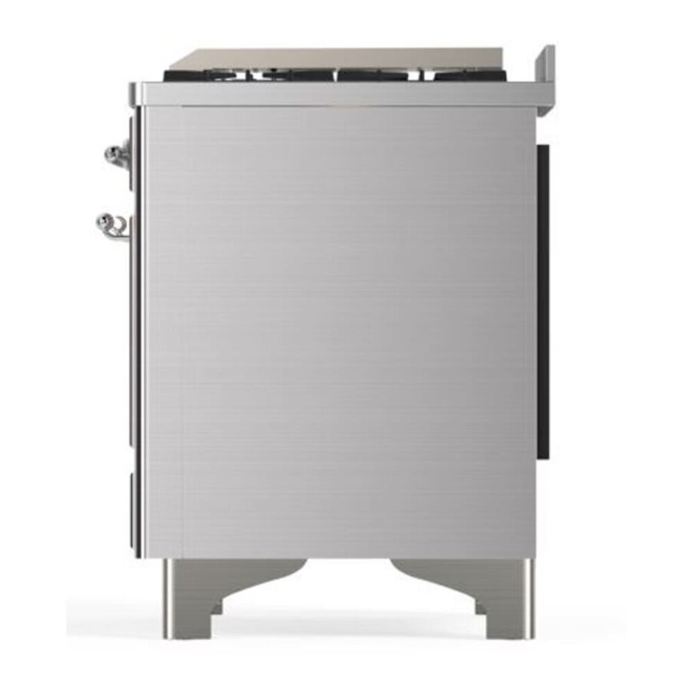 ILVE Majestic II 40 inch Triple Glass Door Natural Gas Dual Fuel Range Chrome Stainless Steel
