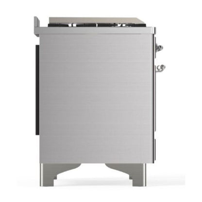 ILVE Majestic II 40 inch Triple Glass Door Natural Gas Dual Fuel Range Chrome Stainless Steel