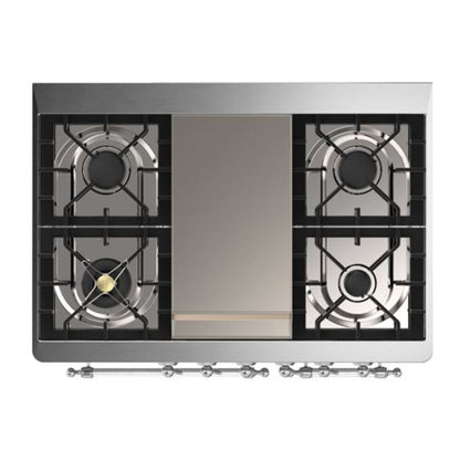 ILVE Majestic II 40 inch Triple Glass Door Natural Gas Dual Fuel Range Chrome Stainless Steel