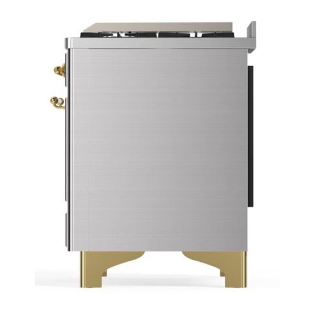 ILVE Majestic II 40 inch Triple Glass Door Natural Gas Dual Fuel Range Brass Stainless Steel