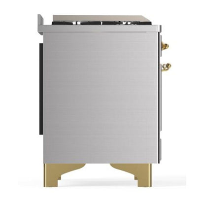 ILVE Majestic II 40 inch Triple Glass Door Natural Gas Dual Fuel Range Brass Stainless Steel