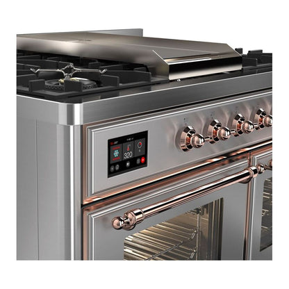 ILVE Majestic II 40 inch Triple Glass Door Natural Gas Dual Fuel Range Copper Stainless Steel