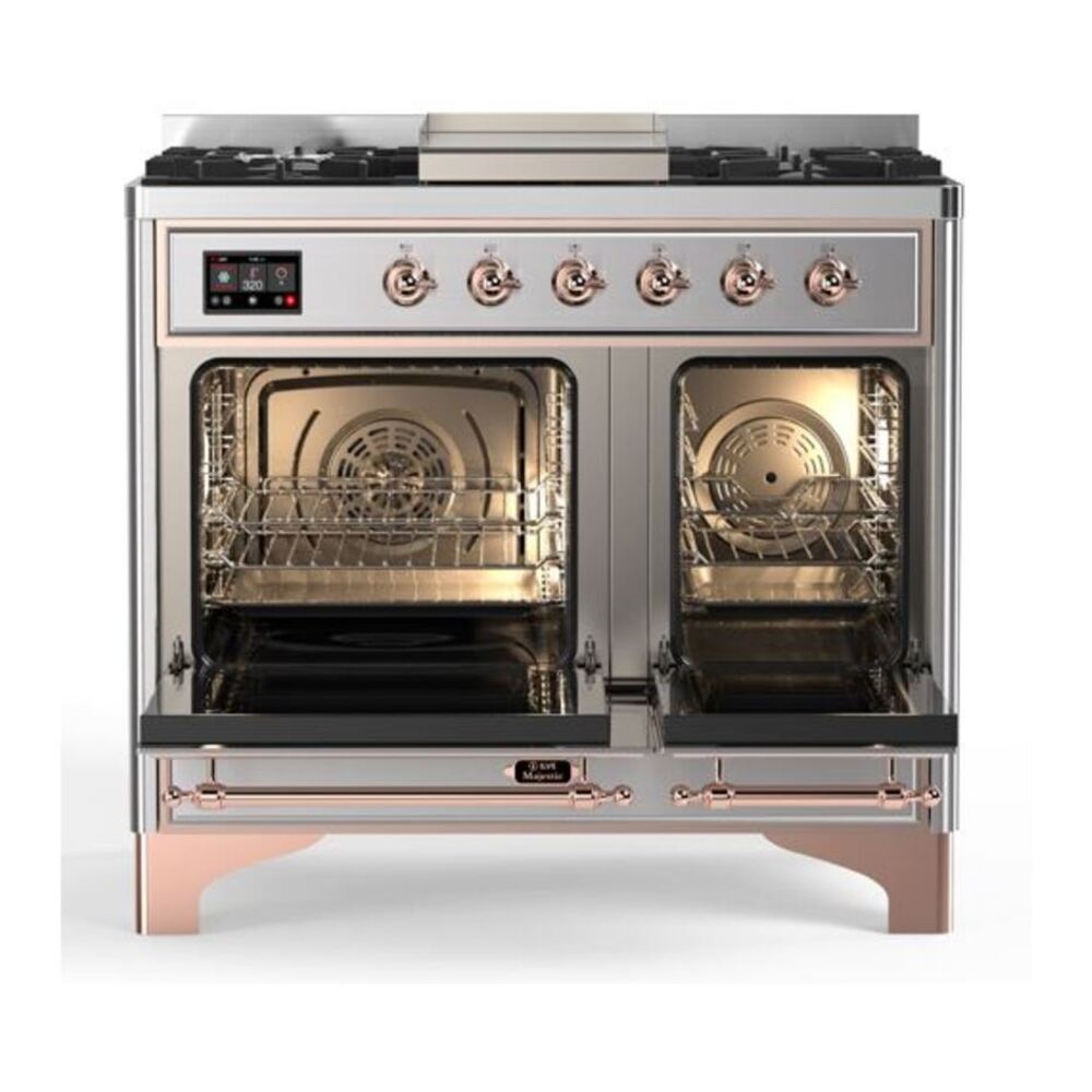 ILVE Majestic II 40 inch Triple Glass Door Natural Gas Dual Fuel Range Copper Stainless Steel