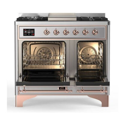 ILVE Majestic II 40 inch Triple Glass Door Natural Gas Dual Fuel Range Copper Stainless Steel