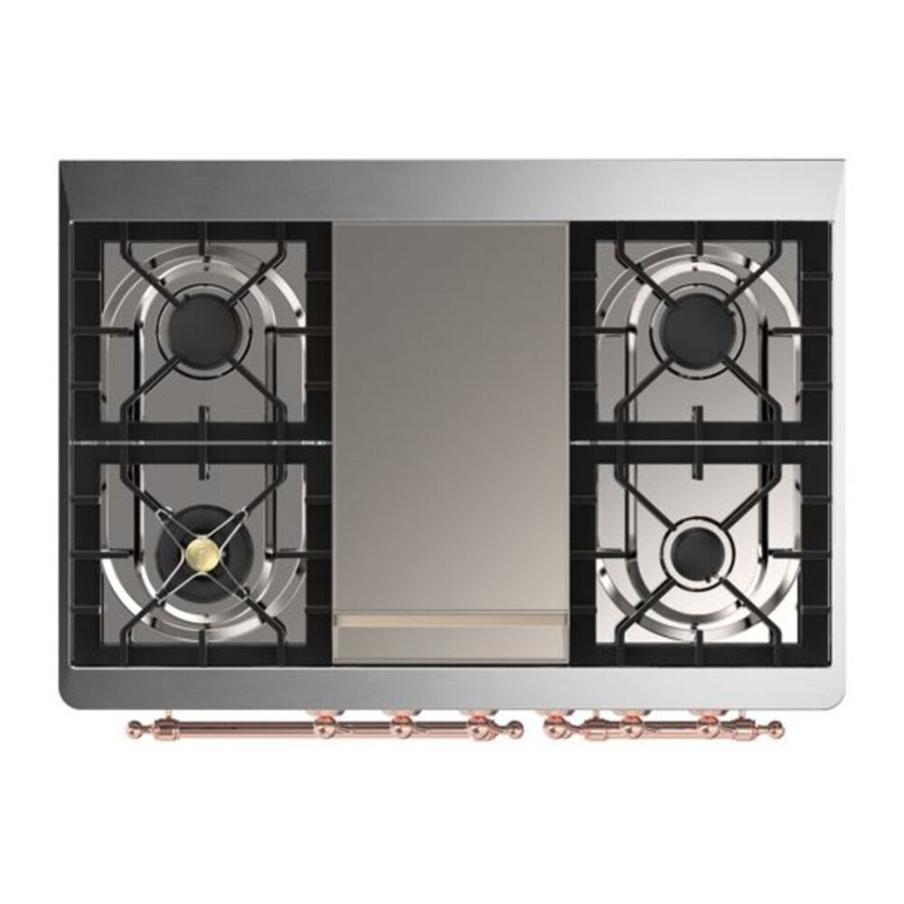 ILVE Majestic II 40 inch Triple Glass Door Natural Gas Dual Fuel Range Copper Stainless Steel