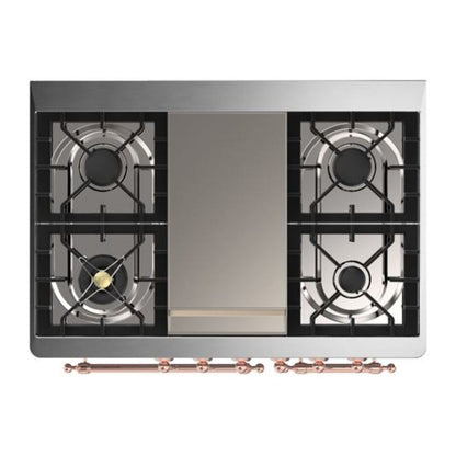 ILVE Majestic II 40 inch Triple Glass Door Natural Gas Dual Fuel Range Copper Stainless Steel