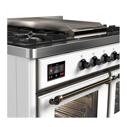 ILVE Majestic II 40 inch Triple Glass Door Natural Gas Dual Fuel Range Burnished White