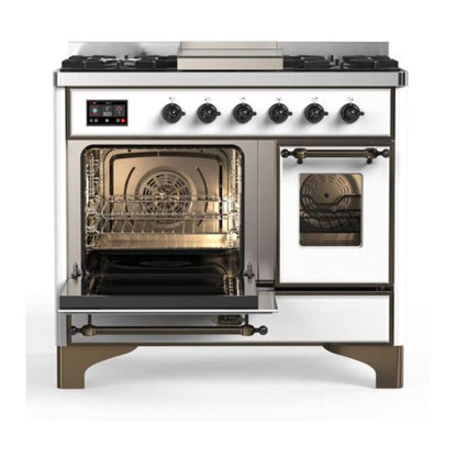 ILVE Majestic II 40 inch Triple Glass Door Natural Gas Dual Fuel Range Burnished White