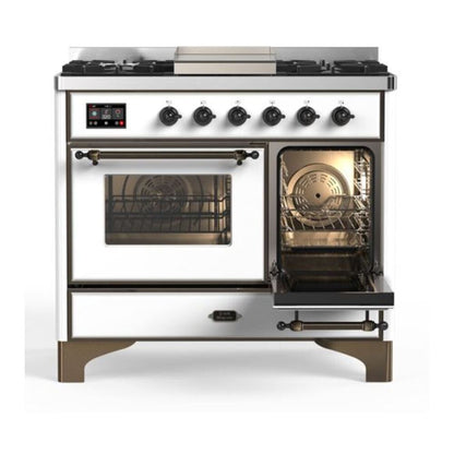 ILVE Majestic II 40 inch Triple Glass Door Natural Gas Dual Fuel Range Burnished White