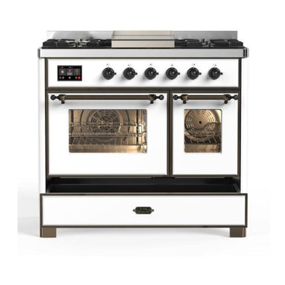 ILVE Majestic II 40 inch Triple Glass Door Natural Gas Dual Fuel Range Burnished White