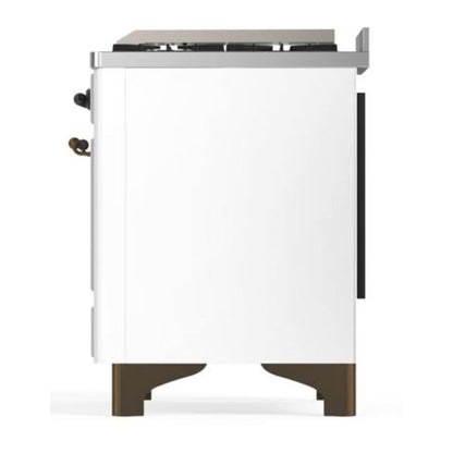ILVE Majestic II 40 inch Triple Glass Door Natural Gas Dual Fuel Range Burnished White