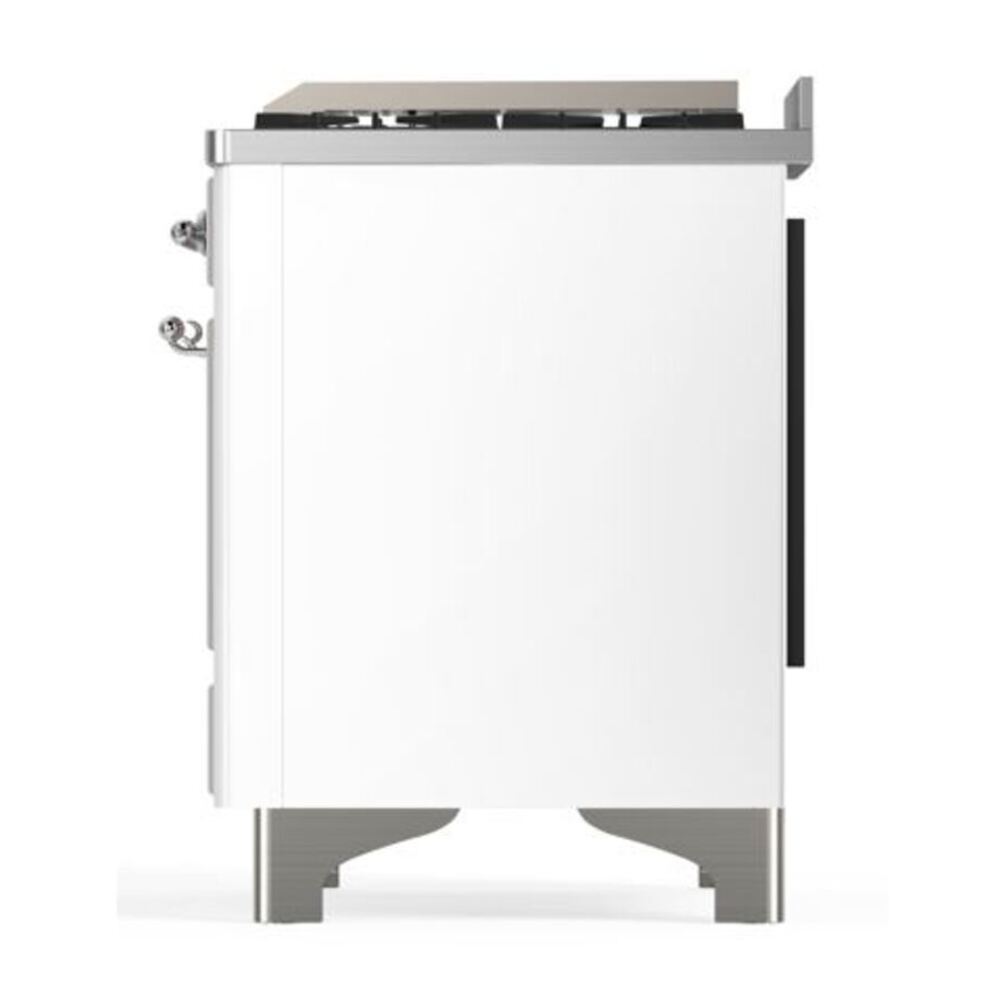 ILVE Majestic II 40 inch Triple Glass Door Natural Gas Dual Fuel Range Chrome White