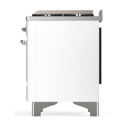 ILVE Majestic II 40 inch Triple Glass Door Natural Gas Dual Fuel Range Chrome White