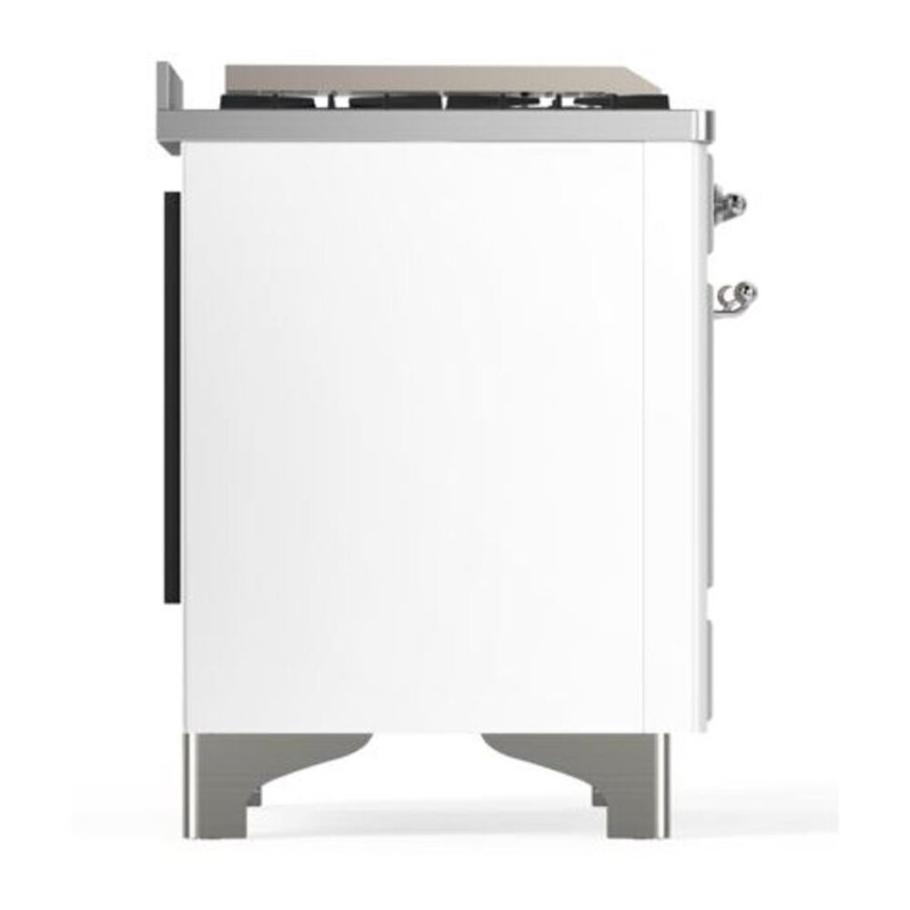 ILVE Majestic II 40 inch Triple Glass Door Natural Gas Dual Fuel Range Chrome White