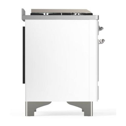 ILVE Majestic II 40 inch Triple Glass Door Natural Gas Dual Fuel Range Chrome White