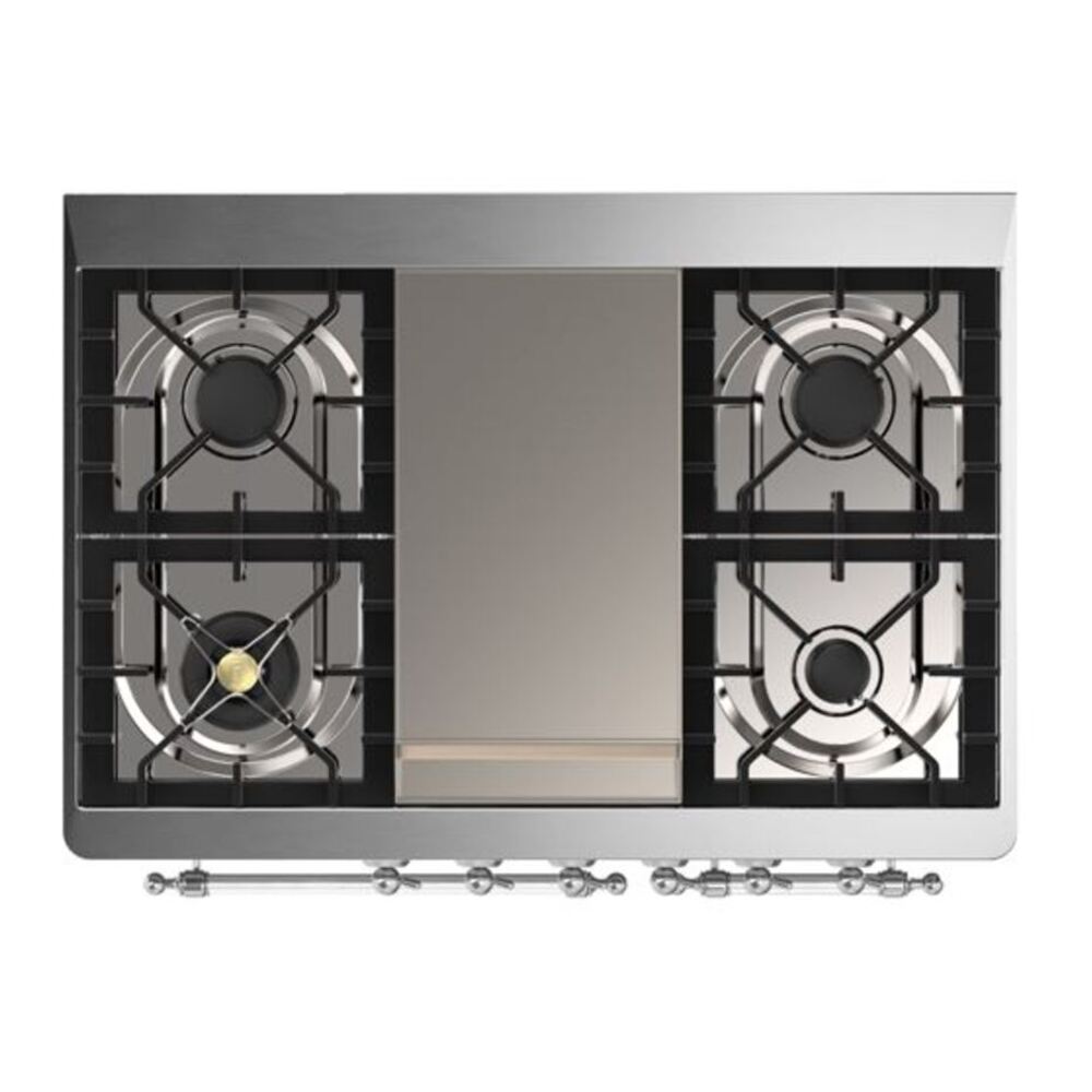 ILVE Majestic II 40 inch Triple Glass Door Natural Gas Dual Fuel Range Chrome White