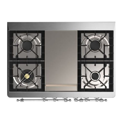 ILVE Majestic II 40 inch Triple Glass Door Natural Gas Dual Fuel Range Chrome White