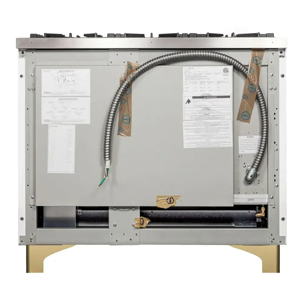 ILVE Majestic II 40 inch Triple Glass Door Natural Gas Dual Fuel Range Brass White