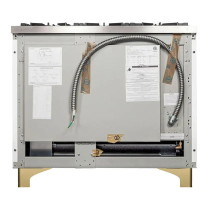 ILVE Majestic II 40 inch Triple Glass Door Natural Gas Dual Fuel Range Brass White