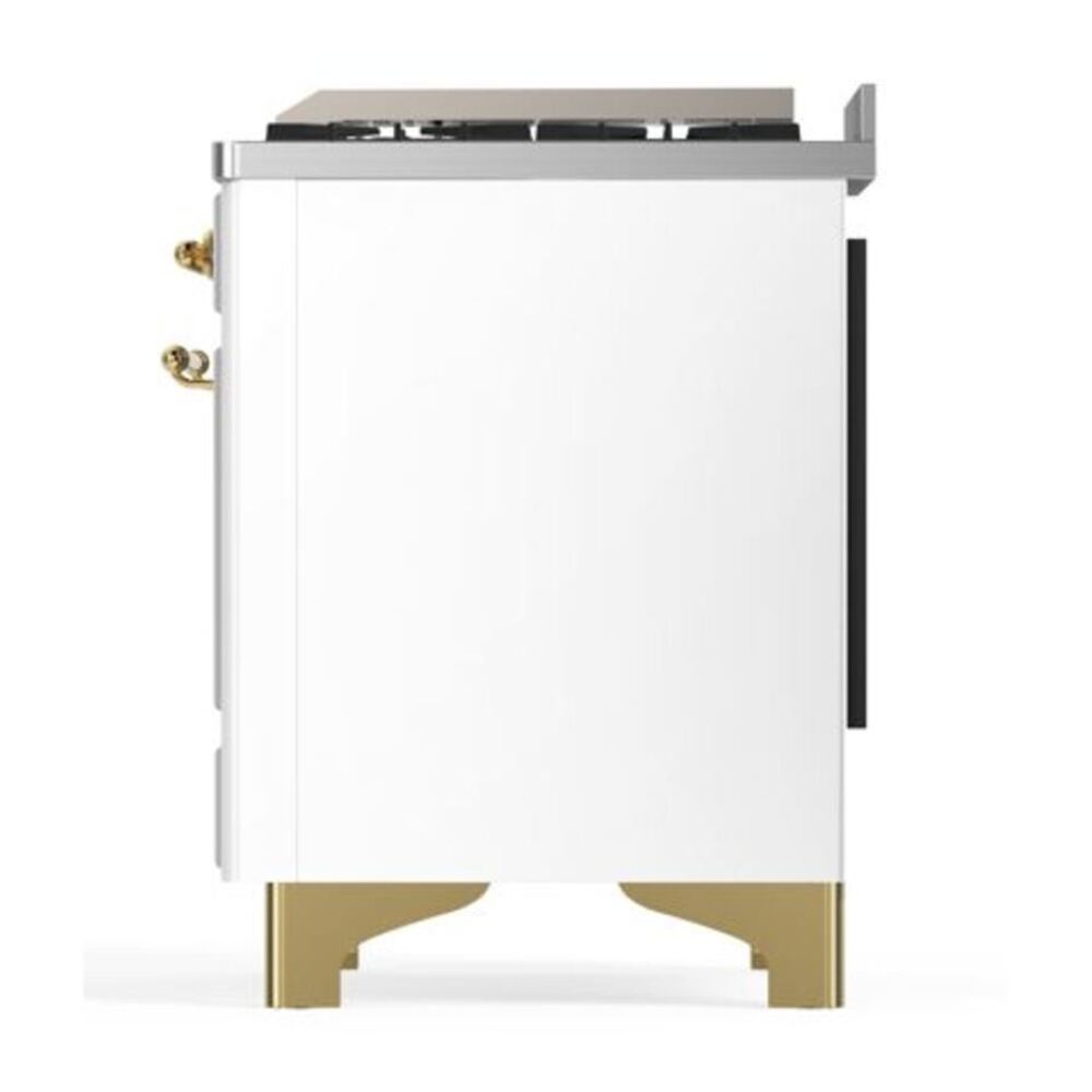 ILVE Majestic II 40 inch Triple Glass Door Natural Gas Dual Fuel Range Brass White
