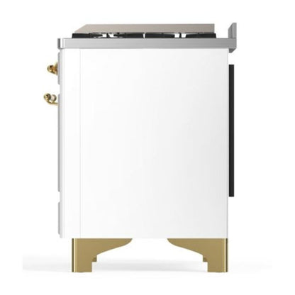 ILVE Majestic II 40 inch Triple Glass Door Natural Gas Dual Fuel Range Brass White