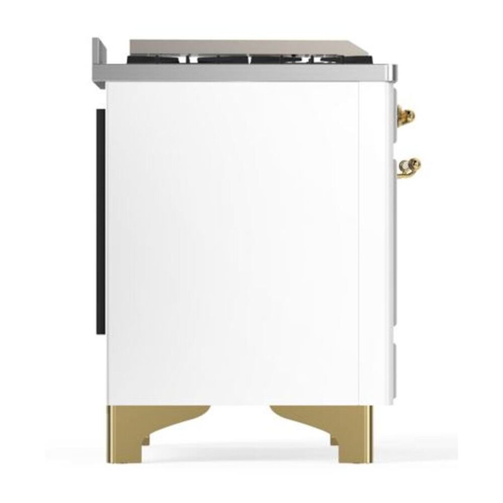 ILVE Majestic II 40 inch Triple Glass Door Natural Gas Dual Fuel Range Brass White