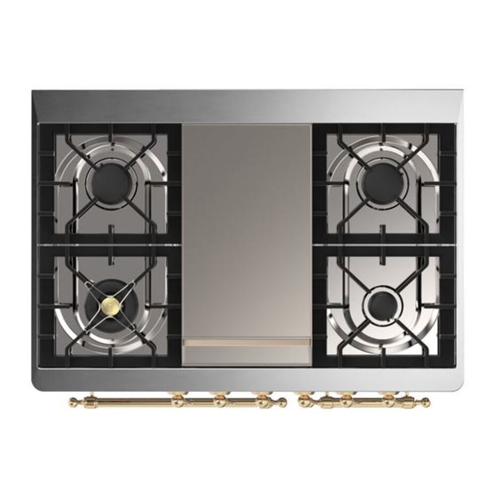 ILVE Majestic II 40 inch Triple Glass Door Natural Gas Dual Fuel Range Brass White