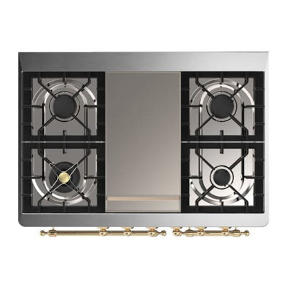 ILVE Majestic II 40 inch Triple Glass Door Natural Gas Dual Fuel Range Brass White