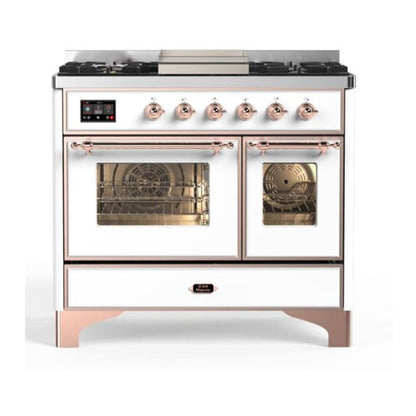 ILVE Majestic II 40 inch Triple Glass Door Natural Gas Dual Fuel Range Copper White