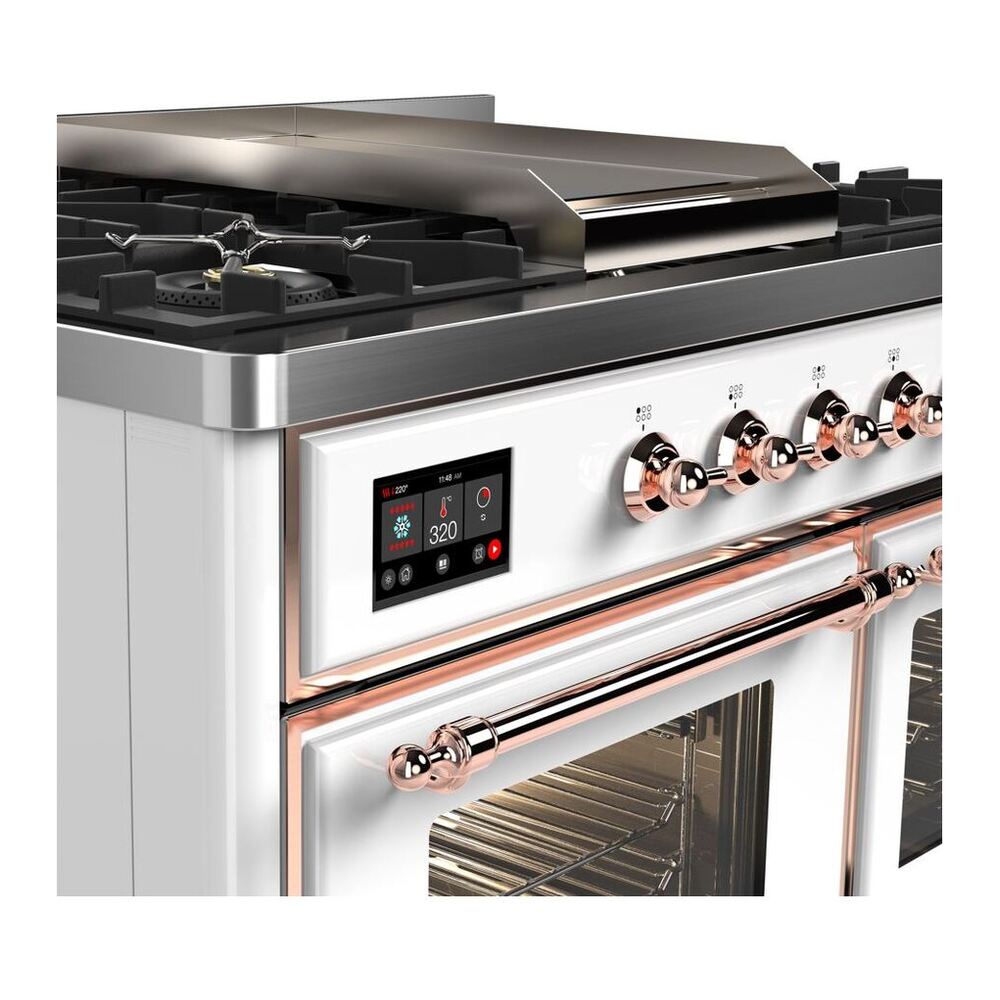 ILVE Majestic II 40 inch Triple Glass Door Natural Gas Dual Fuel Range Copper White