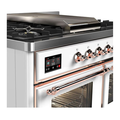 ILVE Majestic II 40 inch Triple Glass Door Natural Gas Dual Fuel Range Copper White