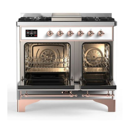 ILVE Majestic II 40 inch Triple Glass Door Natural Gas Dual Fuel Range Copper White