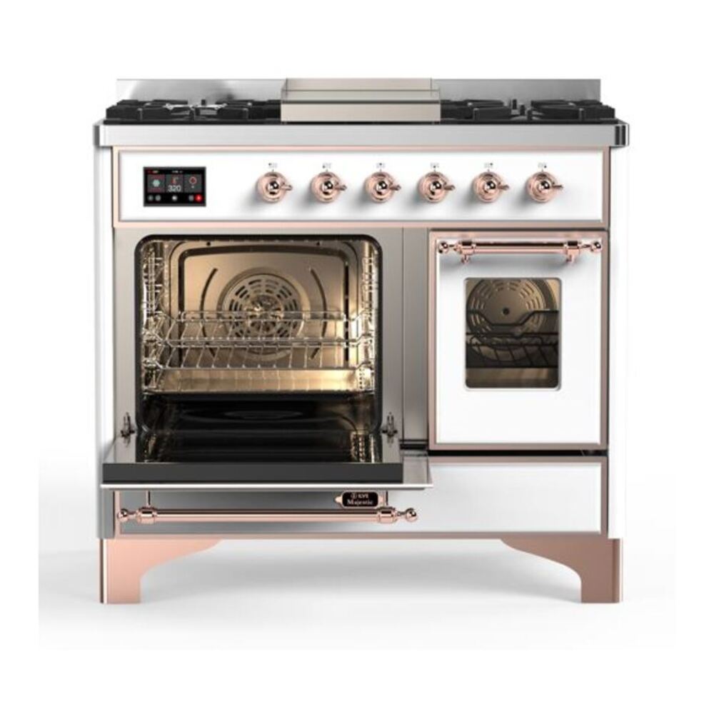 ILVE Majestic II 40 inch Triple Glass Door Natural Gas Dual Fuel Range Copper White
