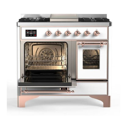 ILVE Majestic II 40 inch Triple Glass Door Natural Gas Dual Fuel Range Copper White