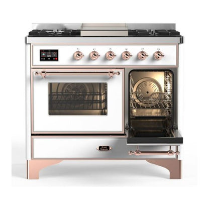 ILVE Majestic II 40 inch Triple Glass Door Natural Gas Dual Fuel Range Copper White