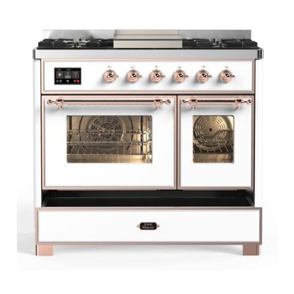 ILVE Majestic II 40 inch Triple Glass Door Natural Gas Dual Fuel Range Copper White