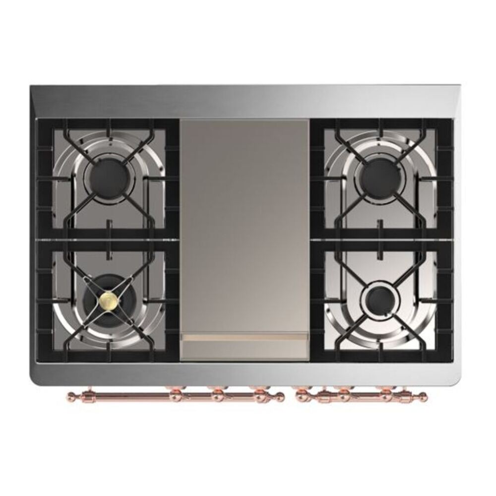 ILVE Majestic II 40 inch Triple Glass Door Natural Gas Dual Fuel Range Copper White