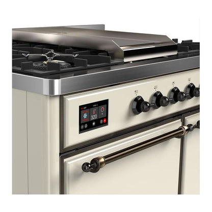 ILVE Majestic II 40 inch Solid Door Natural Gas Dual Fuel Range Burnished Antique White