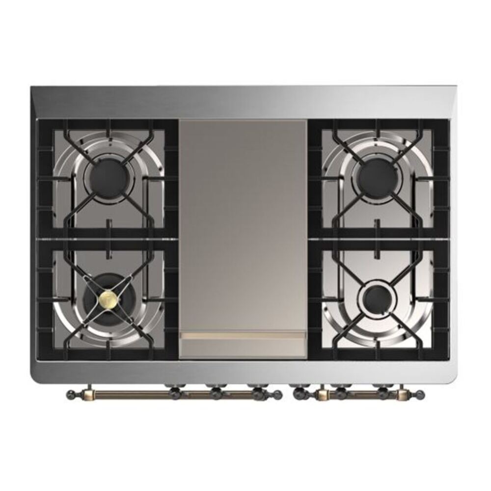 ILVE Majestic II 40 inch Solid Door Natural Gas Dual Fuel Range Burnished Antique White