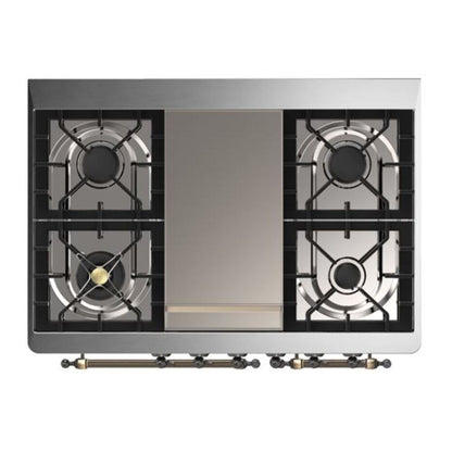 ILVE Majestic II 40 inch Solid Door Natural Gas Dual Fuel Range Burnished Antique White