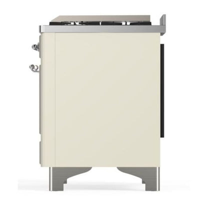 ILVE Majestic II 40 inch Solid Door Natural Gas Dual Fuel Range Chrome Antique White
